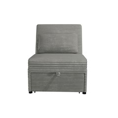 Upholstered Wide Welt Corduroy Convertible Chair in Smoke