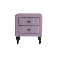 2-Drawer Velvet Upholstered Nightstand in Light Pink