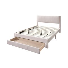 Queen Platform Bed with Underbed Storage in Light Pink