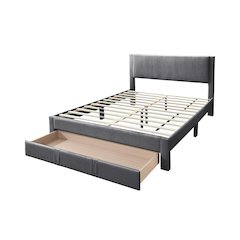 Queen Platform Bed with Underbed Storage in Charcoal