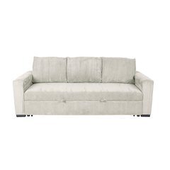 Upholstered Corduroy Convertible Sofa in Ivory