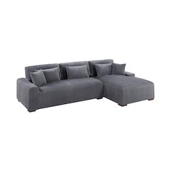 Upholstered Corduroy 2-Piece XL Sectional Set in Dark Gray