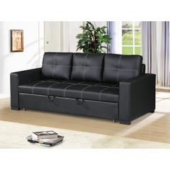 Furniture Faux Leather Convertible  Sofa  in  Black