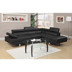 Poundex 2 Piece Faux Leather Sectional Set in Black, 105" W x 77" D x 29" ~ 33" H, Package Weight 98