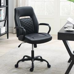 Furniture Faux Leather Office Chair in Black and Grey