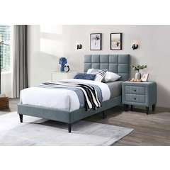Adjustable Headboard Twin Bed Frame in Brushed Gray