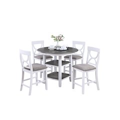 5-Pcs Counter Height Dining Set White Gray
