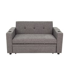 Convertible Sofa with Cupholders in Gray