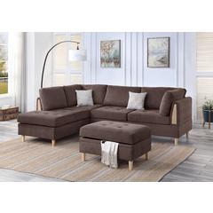 Furniture Chenille 3-Pc Sectional in Chocolate Color