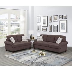 2 Piece Chenille Sofa and Loveseat Set  in Dark Coffee
