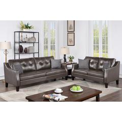 Furniture Gel Leatherette Two Piece Sofa in Gray
