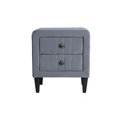 2-Drawer Velvet Upholstered Nightstand in Gray