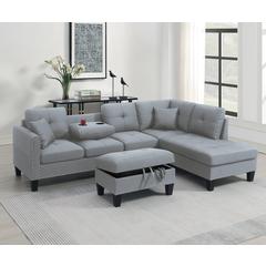3-piece Sectional Set with Ottoman in Taupe Grey