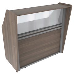 Straight Reception Station With Polycarbonate, Walnut