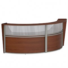 Curve Reception Desk With Polycarbonate, Cherry