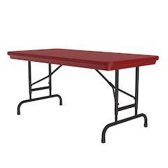 Adjustable Height Commercial Blow-Molded Plastic Folding Table 24x48"