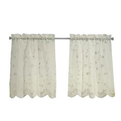 Grandeur Sheer Pole Top Curtain Tiers 52 x 36 in Cream