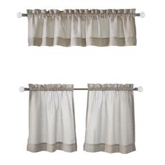 Wickham Sheer Rod Pocket 3 pc Curtain Tiers and Valance Set 52 x 24 in Sand