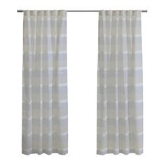 Nathan Stripe Sheer Dual Header Curtain Panel 52 x 108 in Blue