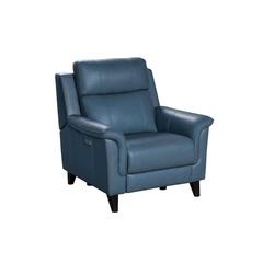 Gray Power Recliner with Adjustable Headrest and Leather Upholstery