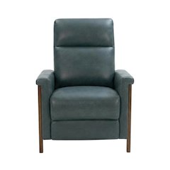Leather Wall Hugger Recliner Chair with Push-Thru-Arms, Roma Bluegray