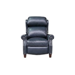 Meade Leather Manual Recliner Chair with Wall-Proximity Design, Shoreham Blue