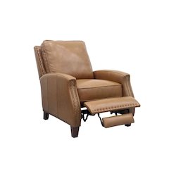 Brown Leather Recliner Chair with Hardwood Frame and Footrest