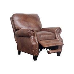 Brown Leather Mid Century Recliner Chair with Footrest Extension