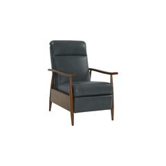 Gray Leather Recliner with Push-Through Arm Mechanism, Hardwood Plywood Frame
