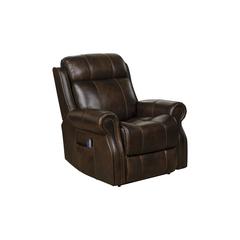 Power Lift Recliner with Adjustable Headrest & Lumbar, Brown Leather