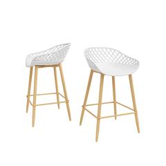 Jamesdar Kurv Counter Stool, White and Natural (Set of 2)