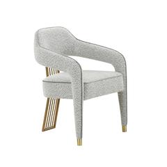 Boucle Dining Chair with Gold and Grey Legs for Elegant Meals
