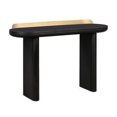 Black minimalist desk with adjustable shelf and sleek leg design