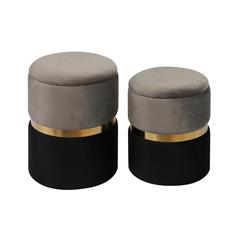 Gigi Grey Velvet Storage Ottomans - Set of 2