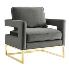 Avery Grey Velvet Chair - Silver Frame