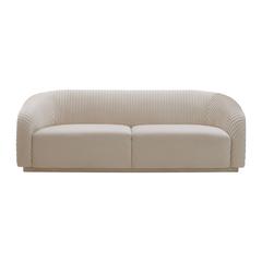 Yara Pleated Beige Velvet Sofa