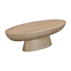 Gray Concrete Coffee Table with Textured Faux Travertine Legs, Durable Surface