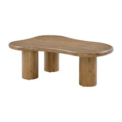 Brown Cognac Coffee Table with Acacia Legs and Plywood Top Durable Wood Surface