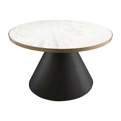 Black Marble Coffee Table with Iron Frame and Gold Accents for Living Room
