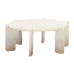 Beige MDF and Oak Coffee Table with Cream Legs and Sturdy Design
