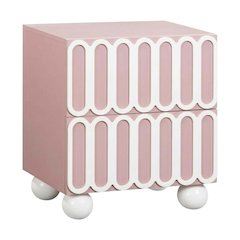 Mauve Nightstand with Soft Close Drawers and Rubberwood Legs