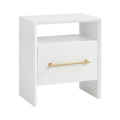 White Nightstand with Adjustable Shelf and Mdf Legs for Bedroom Storage