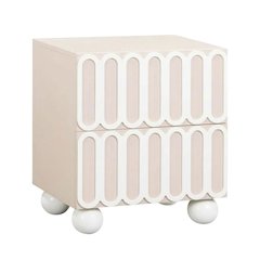 Taupe Nightstand with Wooden Legs and Soft Close Drawer for Bedroom