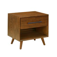 Elegant Brown Nightstand with Drawer and Open Space for Bedroom Essentials