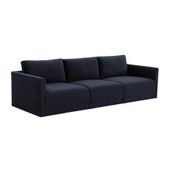 Elegant Modular Sofa in Navy Velvet with Plywood Frame for Modern Living