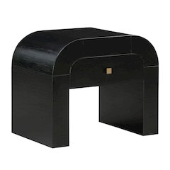 Black Nightstand With 1 Drawer And Rounded Frame, Small Bedside Table Design