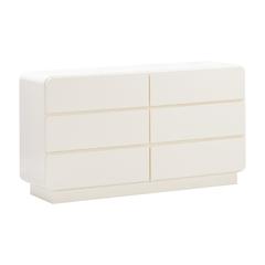 Elegant 6-Drawer Dresser in Cream Finish with Acacia and MDF Construction