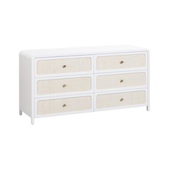 Patty White Rattan 6 Drawer Dresser