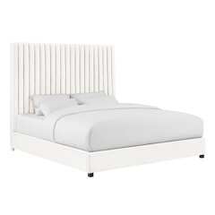 Arabelle White Velvet Bed in UK King