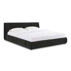 Isla Black Textured Velvet Queen Bed